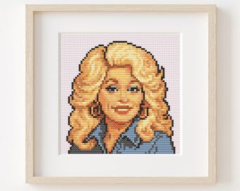 Dolly Parton Cross Stitch Mini Portrait PDF Country Music Musical Icon Celebrity Feminist Embroidery
