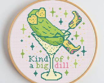 Funny Pickle Cross Stitch Pattern: Kind of a Big Dill (PDF Download)