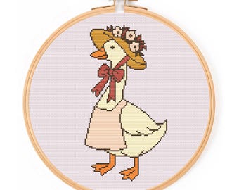 Cottagecore Goose Cross Stitch Pattern PDF