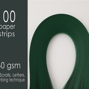 500 tiras de papel para filigrana resistentes, color verde bosque, 5 mm de ancho, 297 mm de largo por tira, 160 g/m², para letras, peinado, descascarillado y pergaminos (5 paquetes), D91