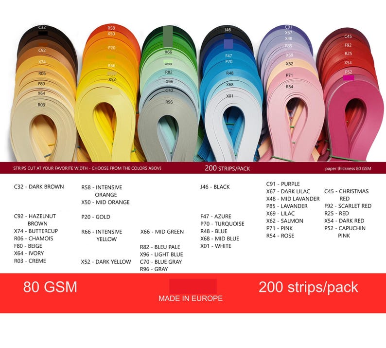 Custom Quilling Paper Strips, Color & Width Choice, 20 Packs image 3