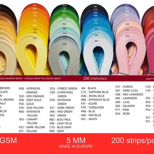 5 Mm Quilling Paper Strips One Color 200 Strips/pack Lively Etsy Canada