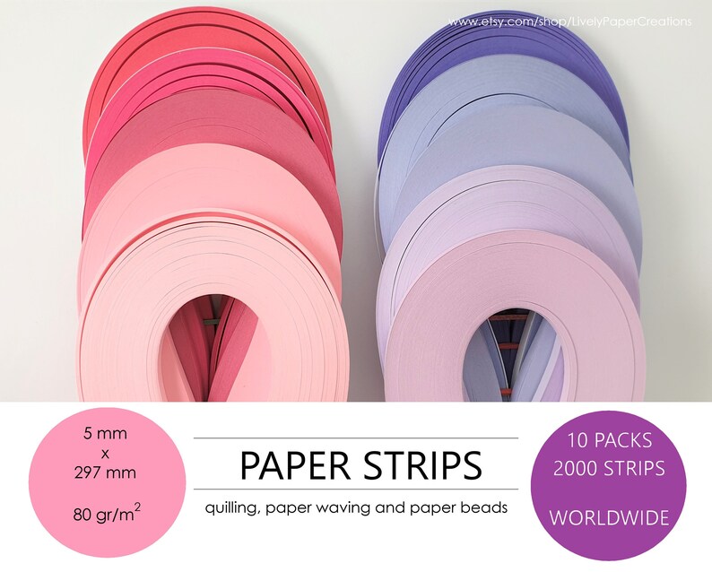 Pack of 2000 Quilling Paper Strips 5 Mm Width 80 Gsm 10 Colors Etsy