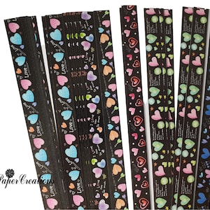 Lucky Stars Paper Strips (136 strips) Origami Paper, Washi Paper, 0.5&quot;x10&quot; (1.2x26 cm)