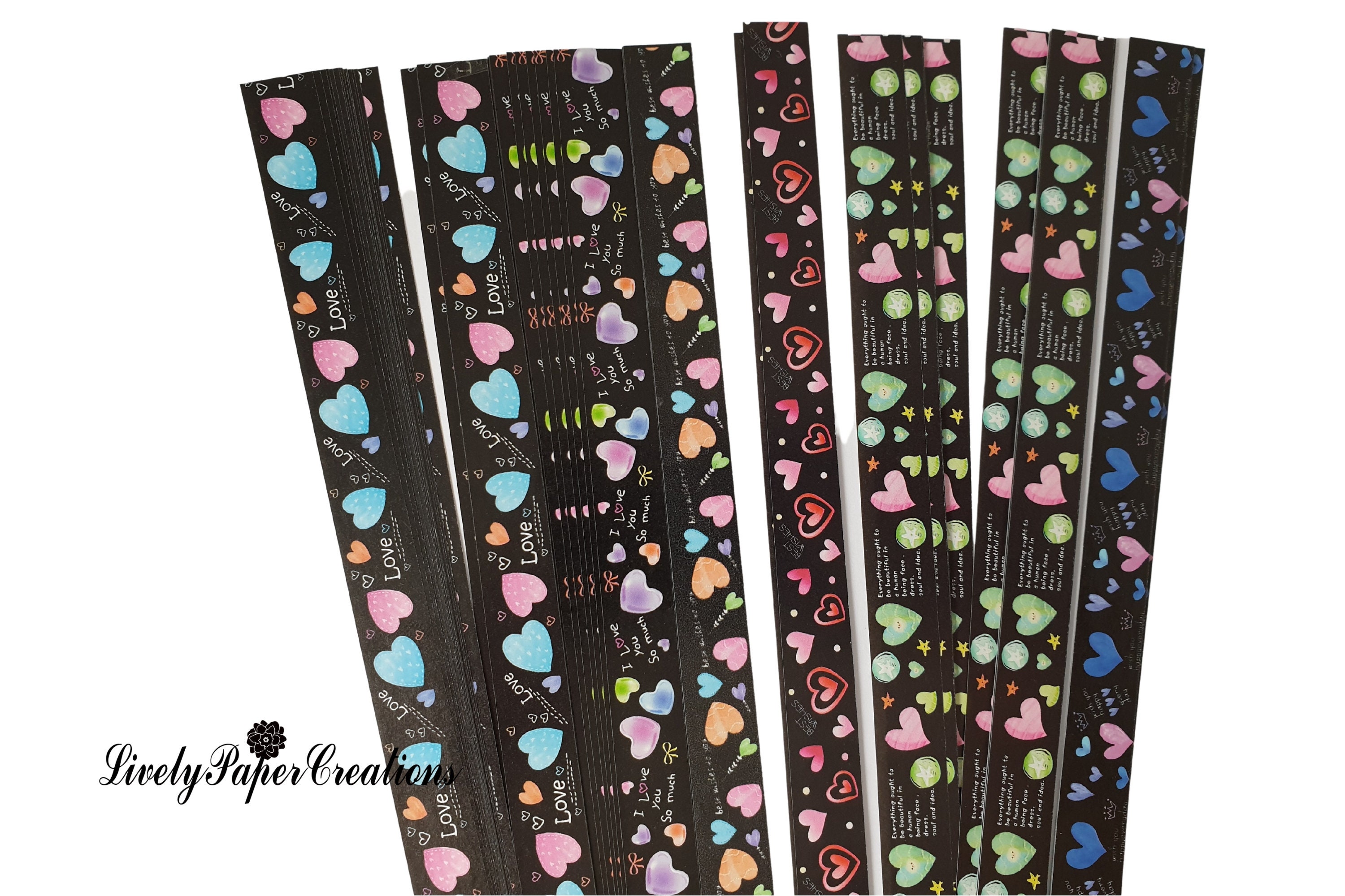 Hearts Vellum Glow in the Dark Origami Lucky Star Paper Strips