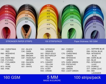 5 mm Stronger Quilling Paper Strips One color 100 Strips/Pack 160 gsm Scrolls Letters Combing Husking On Edge Tech Lively Paper Creations