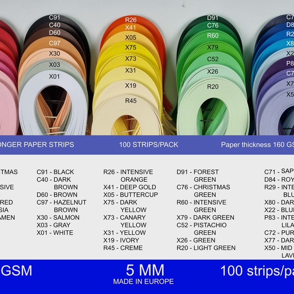 5 mm Stronger Quilling Paper Strips One color 100 Strips/Pack 160 gsm Scrolls Letters Combing Husking On Edge Tech Lively Paper Creations