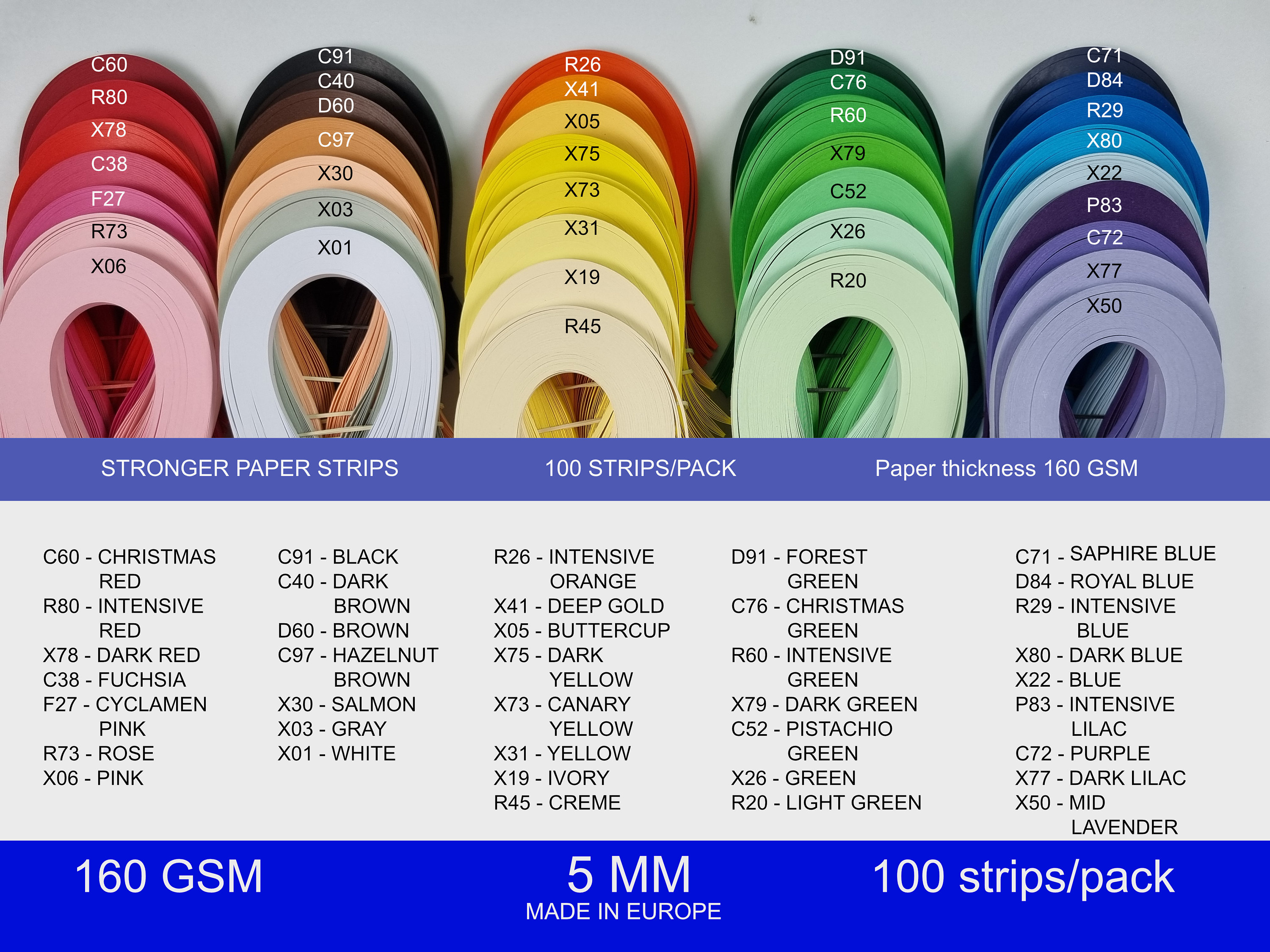 5 mm Stronger Quilling Paper Strips One color 100 Strips/Pack 160 gsm Scrolls Letters Combing Husking On Edge Tech Lively Paper Creations