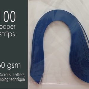 500 tiras de papel para filigrana azul rey, 5 mm de ancho, 297 mm de largo por tira, 160 g/m², para letras, peinado, descascarillado y pergaminos (1 juego), D84