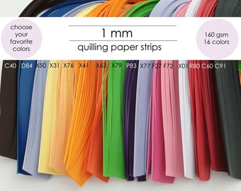 1 mm quilling paper strips, 160 gsm, 100 strips/pack