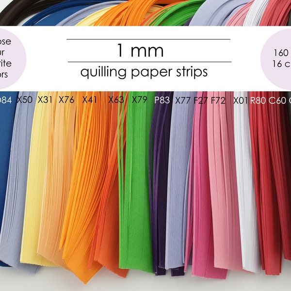 Bandes de papier pour quilling de 1 mm, 160 g/m², 100 bandes/paquet