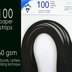 100 bandes de papier pour Quilling Marron 5 mm Largeur 297 mm Longueur/bande 160 g/m² pour lettres, peignage, décorticage, rouleaux (1 jeu), C40