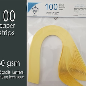 500 strisce di carta per quilling gialle, larghezza 5 mm, lunghezza 297 mm, 160 g/m², per lettere, pettinatura, sgusciatura, pergamene (5 set), X31