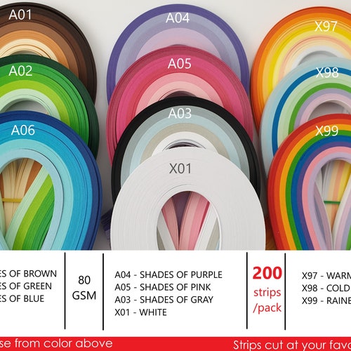 5 Mm Quilling Paper Strips One Color 200 Strips/pack Lively Etsy Canada