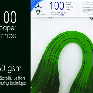 500 Paper Quilling Strips Christmas Green 5 mm Width 297 mm Length/strip 160 gsm for letters, combing, husking, scrolls