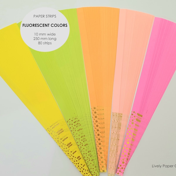 10 mm Paper Strips Fluorescent colors, Strips for Quilling, Paper beads, Lucky stars, Paper weaving, 2 packs