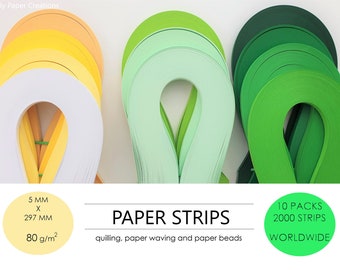 Pak van 2000 quilling-papierstroken 5 mm x 30 cm 80 gsm 10 kleuren groentinten of naar keuze Lively Paper Creations