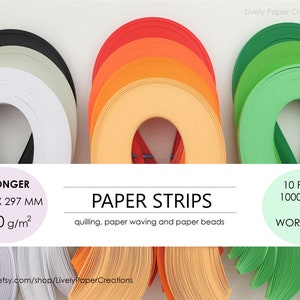 Pack of 1000 Stronger Paper Strips 5 mm 160 gsm 10 colors of Orange White Green shades or at choice for Quilling Letters Waves Paper crafts