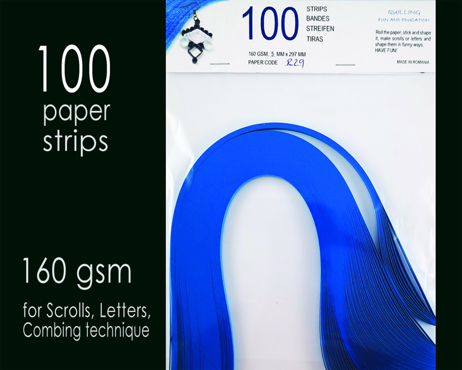 100 Paper Quilling Strips Intensive Blue 5 Mm Width 297 Mm Etsy