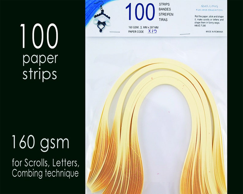 100 Paper Quilling Strips Ivory 5 mm Width 297 mm Length
