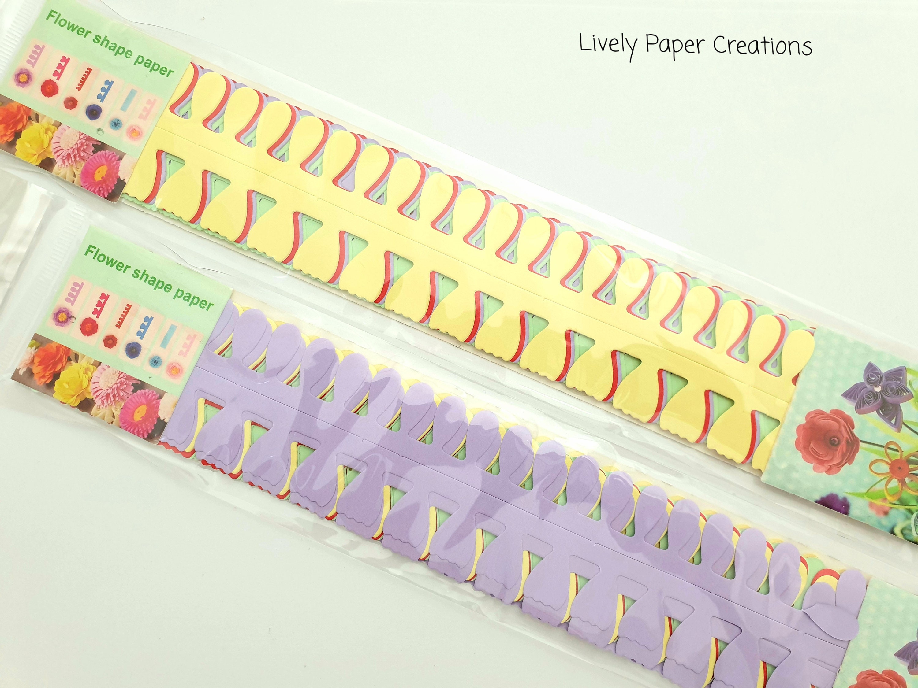 Fringed paper for flowers, 8 sheets, 50 cm long, 4 colors, pre-cutted flowers