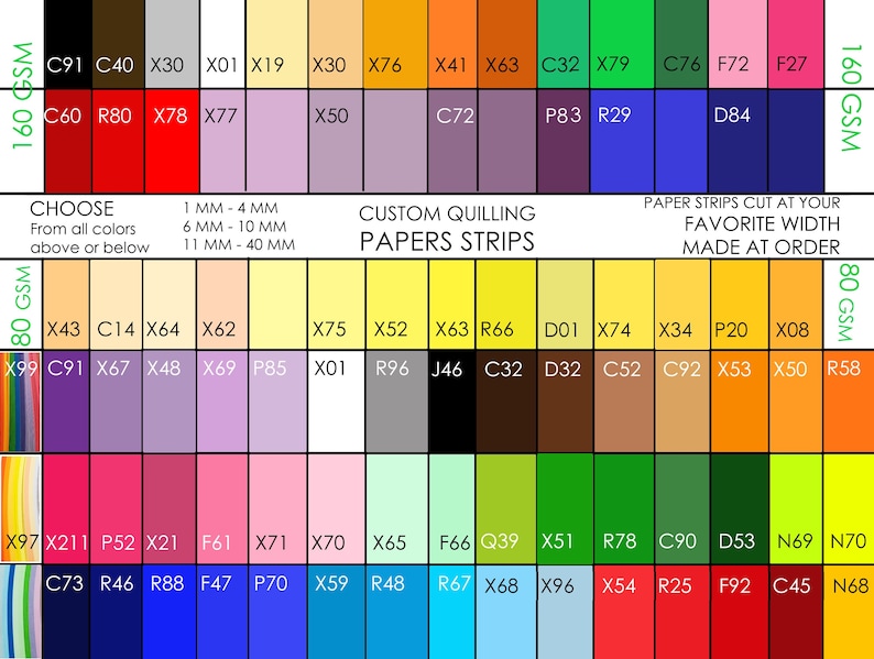 20 Packs Custom Quilling Paper Strips Color and Width at Your Etsy
