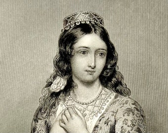 19th Century English Engraving by J. W. Wright and Finden “Forsaken”