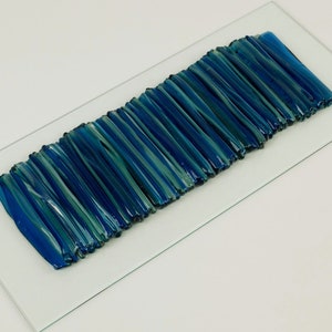Fused Glass Wall Art Panel – Sea Blue Ocean-Inspired Waves | Handmade Modern Glass Wall Hanging | Coastal Home Decor | Unique Abstract Art