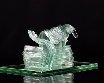Abstract Fused Glass Wave Sculpture: “Echo of the Sea”, Handmade Modern Art Décor