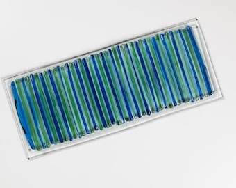 Fused Glass Wall Art: Handmade Aqua Blue Coastal Decor, 3D Panel, Ocean Art