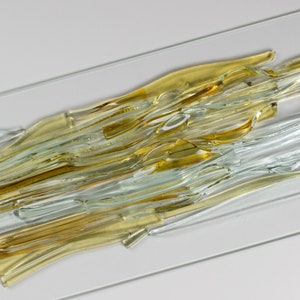 3D Glass wall art Modern yellow wall art accent Vertical abstract art Fused glass art Contemporary office wall decor Interior design