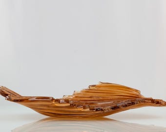 Amber fused glass plate and tray amber glass platter Amber glass tray Handmade amber platter Fused glass serving plate Decorative tray