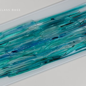 Décoration murale 3D en verre fusionné : panneau contrastant bleu côtier