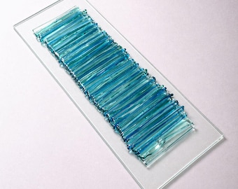 Handmade Fused Glass Wall Art: Blue Coastal Decor, Home Decor