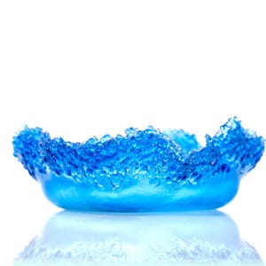 Elegant blue fused glass bowl Abstract ocean inspired centerpiece Modern decorative bowl Handmade functional art Coastal table decor gift