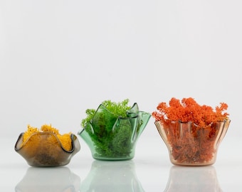 Multicolored functional glass bowls Set of 3 artistic elegant bowls Modern home decor set Fused glass artwork Colorful fused glass sets