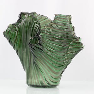 Unique green fused glass vase Modern handmade vase for flowers Functional glass art  Luxury home décor Abstract fused glass centerpiece