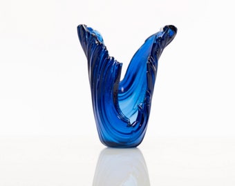 Blue Flower Vase | Fused Glass Vase | Sea Art | Fused Glass Art | Abstract Art | 3D Glass Art | Home Decor | Original Artwork | Blue Vase