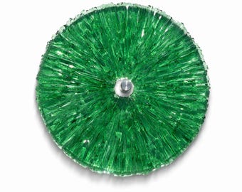 Ronde muurkunst van groen gesmolten glas: handgemaakt cirkelpaneel, 3D-huisdecoratie