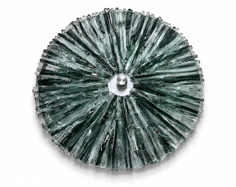 Handgemaakte gesmolten glas ronde kunst aan de muur, modern sculpturaal decor, eigentijds statementstuk