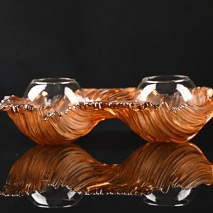 Amber art vase Fused glass artwork Abstract vase for flowers Unique vase decor Home decor Interior design Moder art Sculptural floral vase