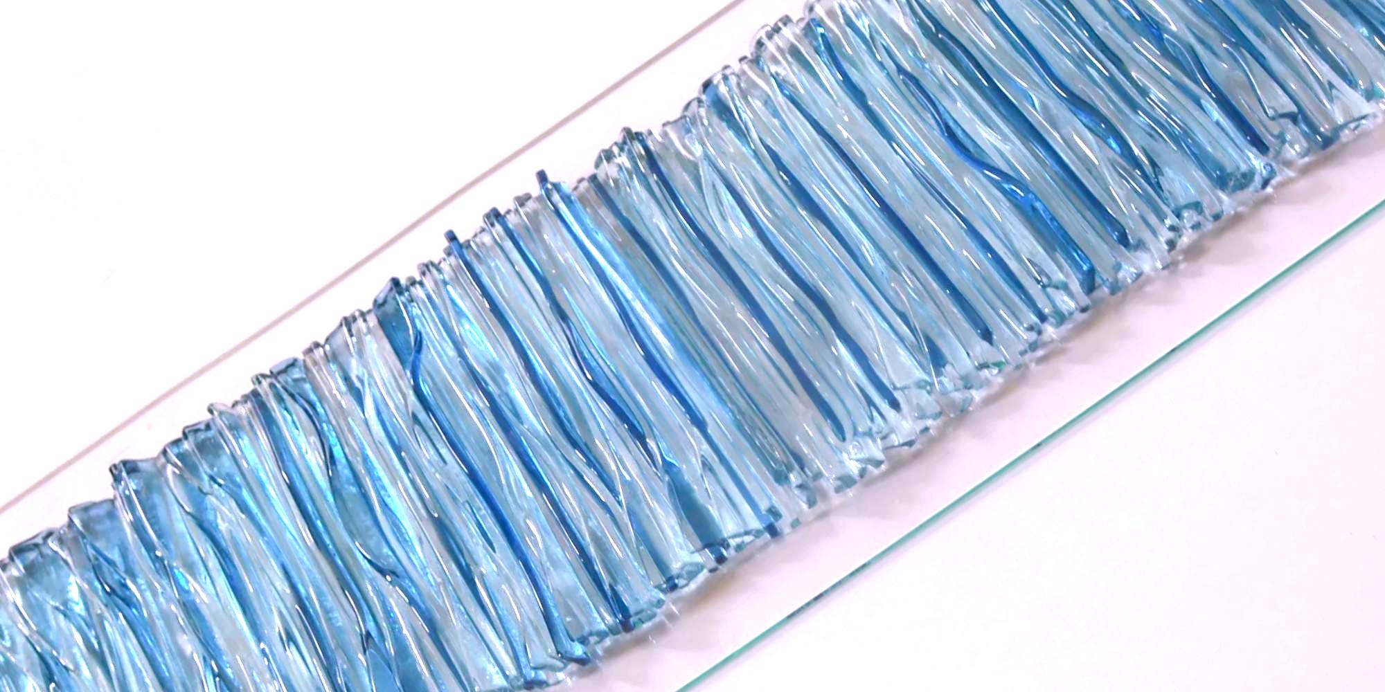 Sky Blue Fused Glass Wall Art: Modern Coastal Decor