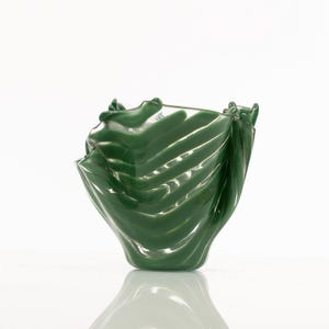 Green fused glass abstract vase Flower eccentric vase Unique home accent Artistic room decor Unique handmade vase Luxury floral vase