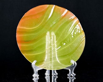 Sunrise wall art Fused glass art Round 3d wall art Abstract home decor Office accent Modern circle glass installation Interior design