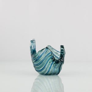Sky blue fused glass functional candle holder for 1 candle Handmade abstract candleholder Votive candle holder Mini vase Handcrafted glass