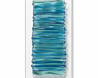 Handmade Fused Glass Wall Art: Blue Coastal Decor, Home Decor