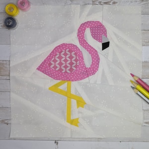 Let's Flamingle!  Flamingo Foundation Paper Piecing Pattern (FPP), Quilt Block, PDF Pattern, 3 sizes