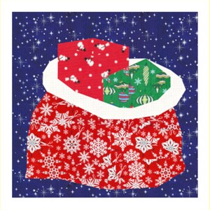 Christmas Sack, Foundation Paper Piecing Pattern (FPP), Quilt Block, PDF Pattern, 3 sizes