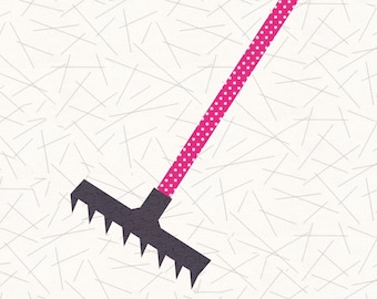 Gardening Rake, Foundation Paper Piecing Pattern (FPP), Quilt Block, PDF Pattern, 3 sizes