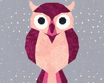 Twit Twoo,Owl, Foundation Paper Piecing Pattern (FPP), Quilt Block, PDF Pattern, 3 sizes
